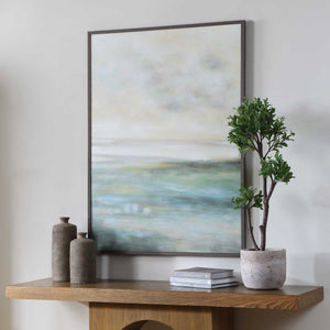 Uttermost Awakening Hand Painted Canvas Landscape Wall Art with Dark Walnut Frame