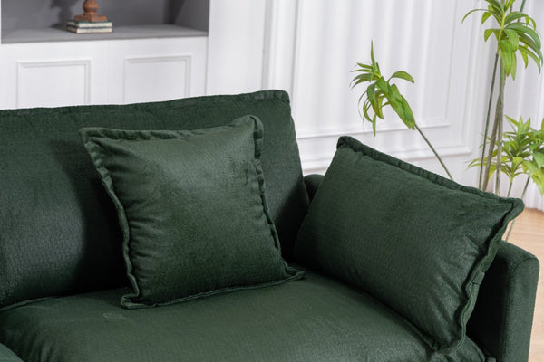English Elm Modern Chenille Sectional Sofa with Chaise Lounge Solid Wood Frame Living Room Seating Antique Green W2530P463111