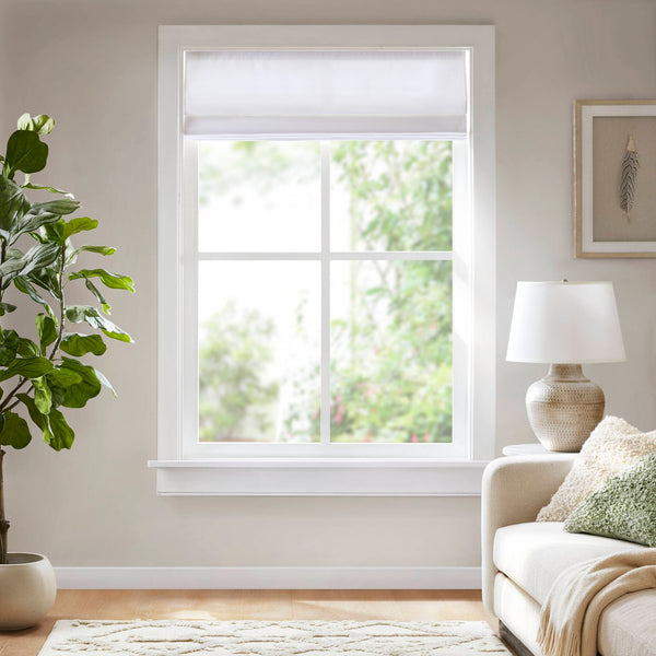 English Elm 1PC Cordless Roman Blind 27x64" Galen Matte Fabric Blackout Polyester Window Panel, Durable Coating White 4.96 L x 9.25 W x 8.07 H B035P341200