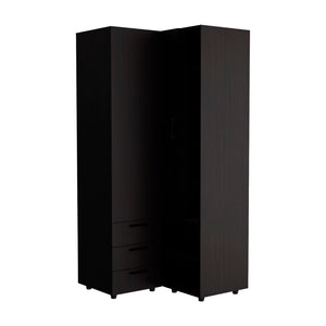 English Elm Toulouse Corner Armoire - Space-Saving Wardrobe With Double Doors, Stylish Storage Solution In Black B070S00379-GIGA