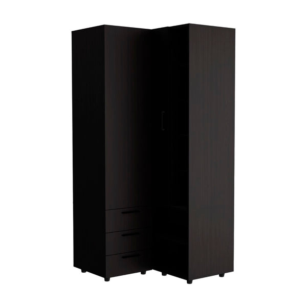 English Elm Toulouse Corner Armoire - Space-Saving Wardrobe With Double Doors, Stylish Storage Solution In Black B070S00379-GIGA