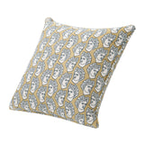 English Elm La Broderie 20" Square Embroidered Throw Pillow & Feather Down Insert, Apollo Bust Gold & Cream Embroidery