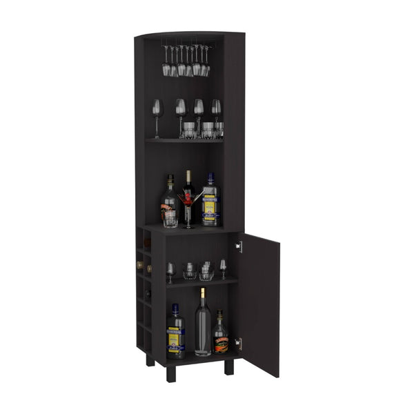 English Elm Fm Furniture Leah Corner Bar Cabinet with Wine Rack Open Shelves White Modern B128S00046