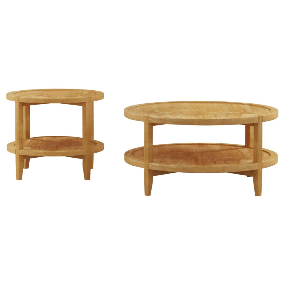 English Elm Runnion Rustic Mango Wood 2 Piece Coffee and End Table Set with Open Shelves B062S01450
