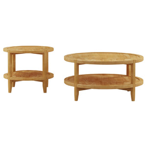 English Elm Runnion Rustic Mango Wood 2 Piece Coffee and End Table Set with Open Shelves B062S01450