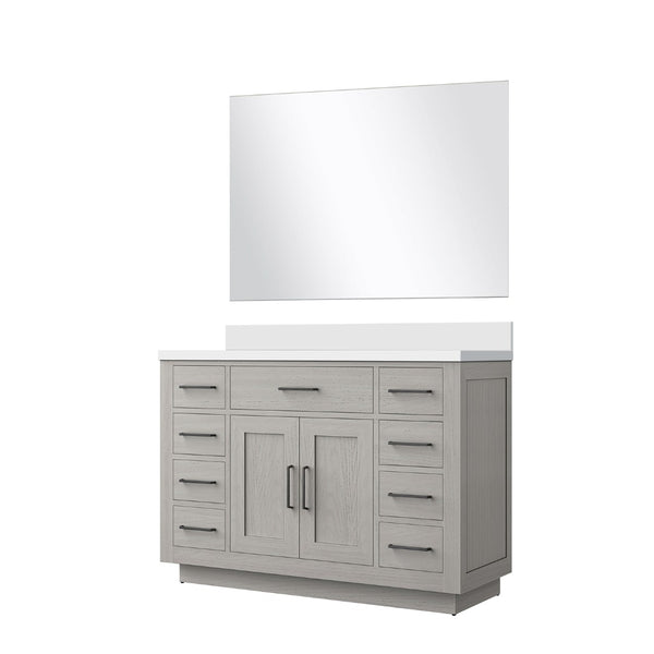 English Elm White Oak Single Bath Vanity Set With Cultured Marble Top & Frameless Mirror - Elegant Storage Solution B2731S01406-GIGA