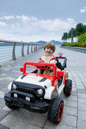 English Elm 12v Ride on Toddler Car with Remote Control Spring Suspension and Off Road 4x4 Drive White+Red W3822P371942