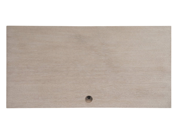 Lexington Sligh Evanston Contemporary Writing Desk With Oak Veneers, Raffia Fronts, And Stylish Silver Accents Gray Wood 324-410