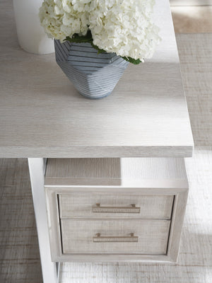 Lexington Sligh Evanston Contemporary Writing Desk With Oak Veneers, Raffia Fronts, And Stylish Silver Accents Gray Wood 324-410