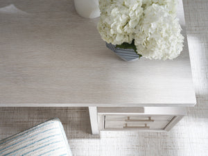 Lexington Sligh Evanston Contemporary Writing Desk With Oak Veneers, Raffia Fronts, And Stylish Silver Accents Gray Wood 324-410