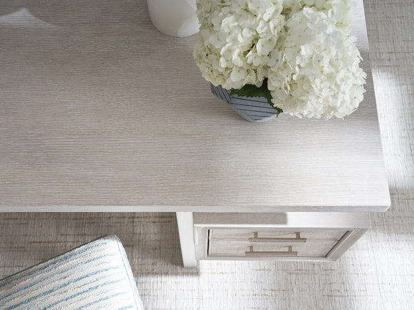 Lexington Sligh Evanston Contemporary Writing Desk With Oak Veneers, Raffia Fronts, And Stylish Silver Accents Gray Wood 324-410