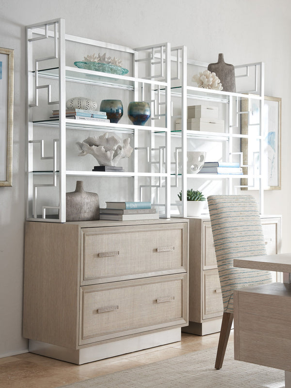 Lexington Sligh Wheaton File Chest - Contemporary Oak Veneer Design With Raffia Fronts And Silver Leaf Accents Gray Wood 324-450