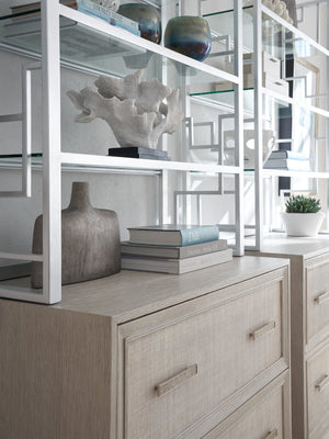 Lexington Sligh Wheaton Hutch - Contemporary Oak Veneer Design With Woven Raffia Doors And Elegant Silver Accents Gray Wood 324-441