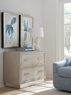 Lexington Sligh Wheaton File Chest - Contemporary Oak Veneer Design With Raffia Fronts And Silver Leaf Accents Gray Wood 324-450