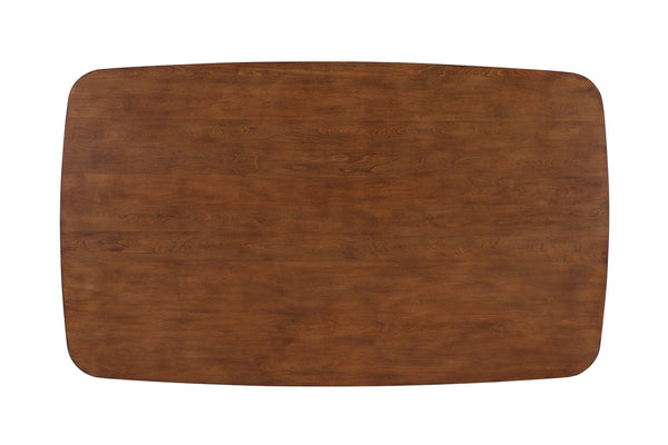 English Elm Bryson 59" Walnut Finish Leg Dining Table — Seats 6, Solid & Engineered Wood, Birch Veneer, Timeless Design B050126343