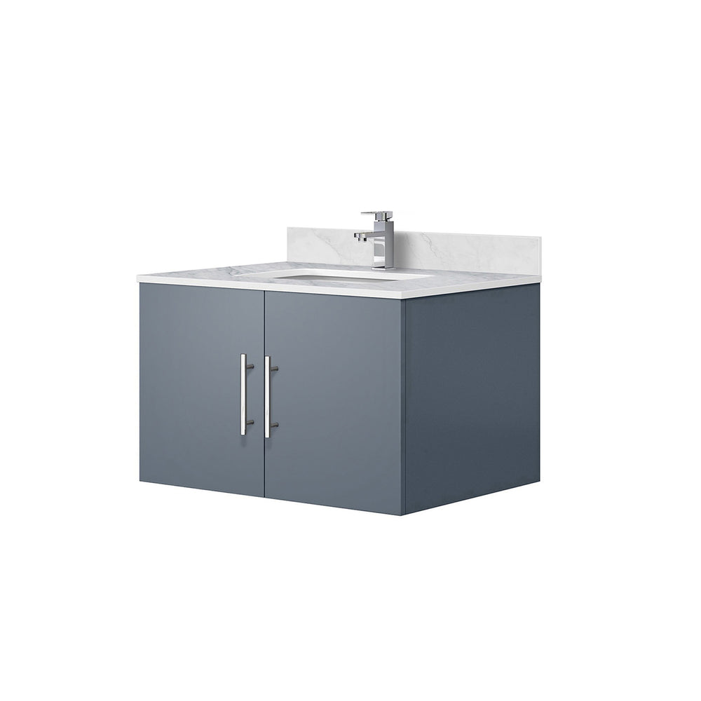 English Elm Dark Grey 30 in. Bath Vanity with Carrara Marble Top, Soft-Close Storage & Chrome Faucet Set—Durable B2731P258572