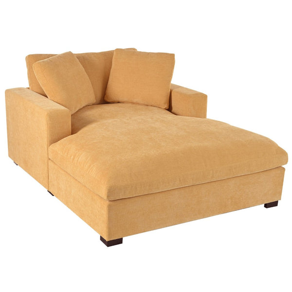English Elm Mirod Oversized Chaise Lounge with Birch Legs Pillow Back Polyester Upholstered Seating Yellow N760P196662Y