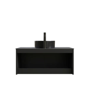 English Elm Dina Floating Bathroom Vanity Sintered Stone Top Glass Basin Striped Plywood Cabinet W2615S00525