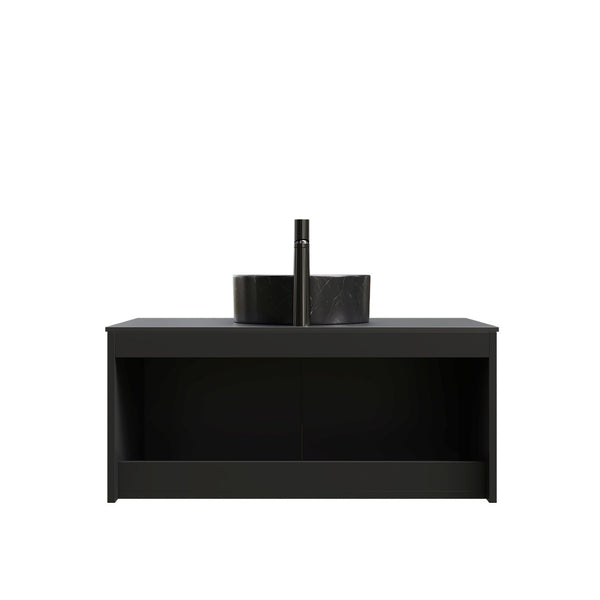 English Elm Dina Floating Bathroom Vanity Sintered Stone Top Glass Basin Striped Plywood Cabinet W2615S00525