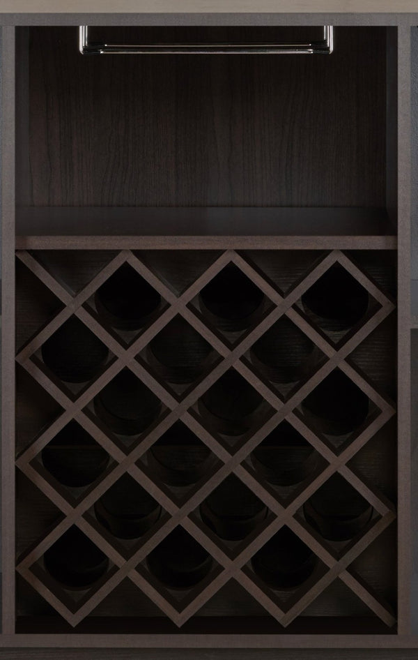 English Elm Espresso Finish Wine Cabinet with Stemware Rack Bottle Storage for Home Bar B062P215513