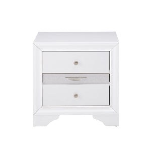 English Elm 2 Drawers Nightstand With Jewelry Compartment - Elegant White Storage For Modern Bedrooms & Décor B016P253285