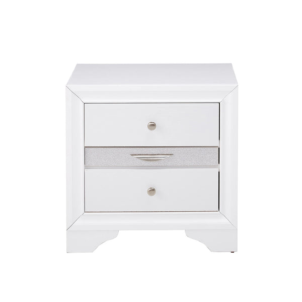 English Elm 2 Drawers Nightstand With Jewelry Compartment - Elegant White Storage For Modern Bedrooms & Décor B016P253285