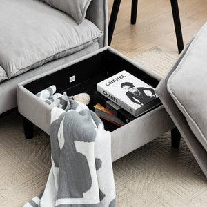 English Elm Convertible Convertible sofa with storage footstools, compact U-shaped 2-seater for small spaces, durable fabric comfort Grayish W2012P252426