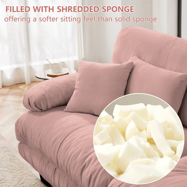 English Elm Free Modular Sectional Sofa - L-Shaped 4-Seater Cloud Couch In Soft Vintage Chenille Pink Comfort W714S01014