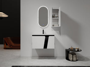 English Elm 12" Bathroom Side Cabinet - Space-Saving Wall-Mount Design With Soft-Close Doors & Modern Style W999P248644