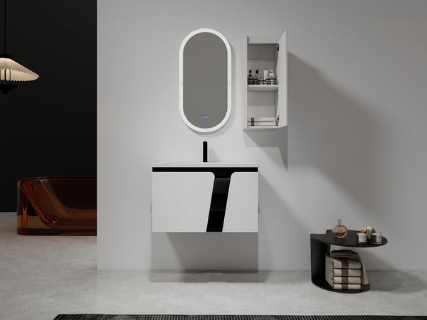 English Elm 12" Bathroom Side Cabinet - Space-Saving Wall-Mount Design With Soft-Close Doors & Modern Style W999P248644
