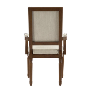English Elm Christopher Knight Home® - Upholstered Dining Chairs Set of 2 in Beige with Walnut Rubber Wood Fluted Legs, Armrests, French-Country Elegance, Durable Fabric Seating N771P291405T
