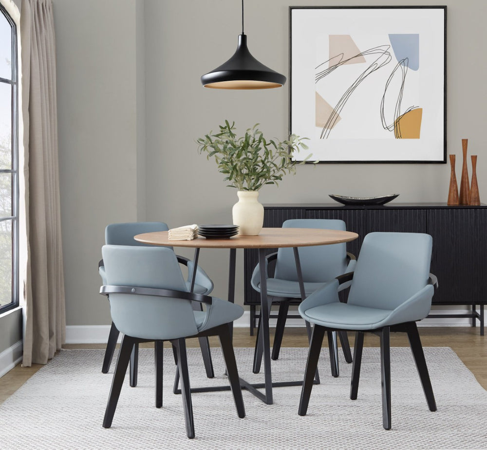English Elm Dining/accent Chair Solid Wood Tapered Legs Cream Upholstery Mid-century Modern Seating Grey B202P471308