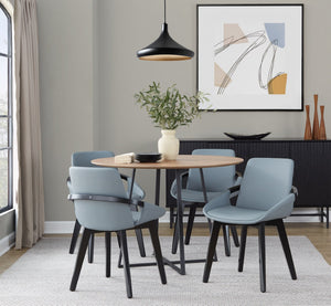 English Elm Dining/accent Chair Solid Wood Tapered Legs Cream Upholstery Mid-century Modern Seating Grey B202P471308