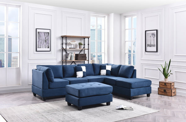 English Elm Malone Navy Blue Sectional Sofa - Modular Design, Comfort Foam Seating & Removable Back For Easy Delivery B078S00058