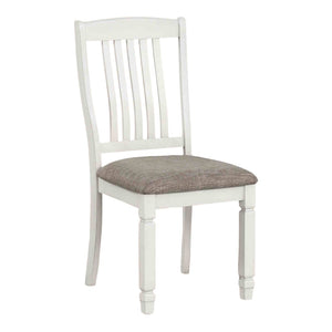 English Elm Farmhouse 2pc Side Chair Slat Back Upholstered Seat Rustic White Dining Set Comfortable Modern Style B2741P406725