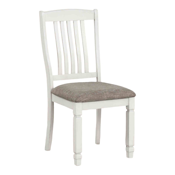 English Elm Farmhouse 2pc Side Chair Slat Back Upholstered Seat Rustic White Dining Set Comfortable Modern Style B2741P406725