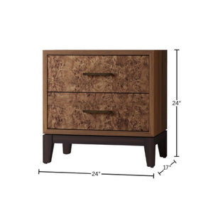 Origins Owen Mid-Century Walnut Nightstand with Burl Drawers, Solid Mahogany, Soft-Close, Fully Assembled 325-02
