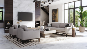 Sunpan Lamont Side Table - Unique Black Glass & Dark Brown Concrete End Table for Modern Indoor Spaces