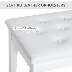 English Elm Piano Bench Duet Seat with Tufted Faux Leather Top and Glossy Wood Frame T3971P383717