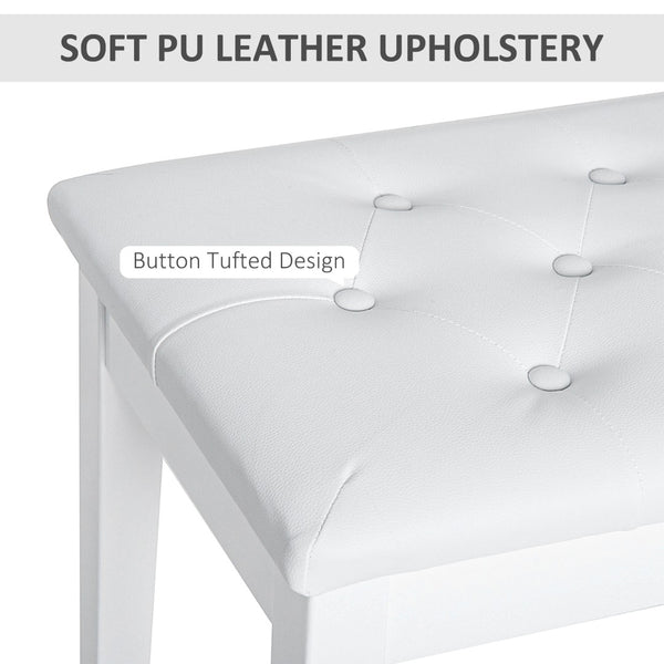 English Elm Piano Bench Duet Seat with Tufted Faux Leather Top and Glossy Wood Frame T3971P383717