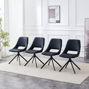 English Elm Dining Chairs Set Of 4 - Modern Swivel Design, Comfortable Pu Leather, Durable Metal Frame, Black W3493P347176