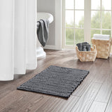 Madison Park Lasso Casual 100% Cotton Chenille Chain Stitch Rug MP72-5830 Charcoal