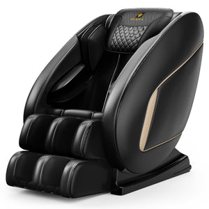 English Elm Massage Chair With Bluetooth Speakers, Zero Gravity Recline & Full-Body Air Pressure Relief - Black W1875P254004
