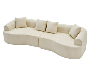 English Elm Curved Chenille Modular Sectional Sofa Boneless High-density Foam for Apartment Living White W3728S00007
