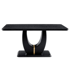 English Elm Modern Mdf Dining Table Seats Six with U-shaped Legs for Minimalist Interiors Black W1151S04162