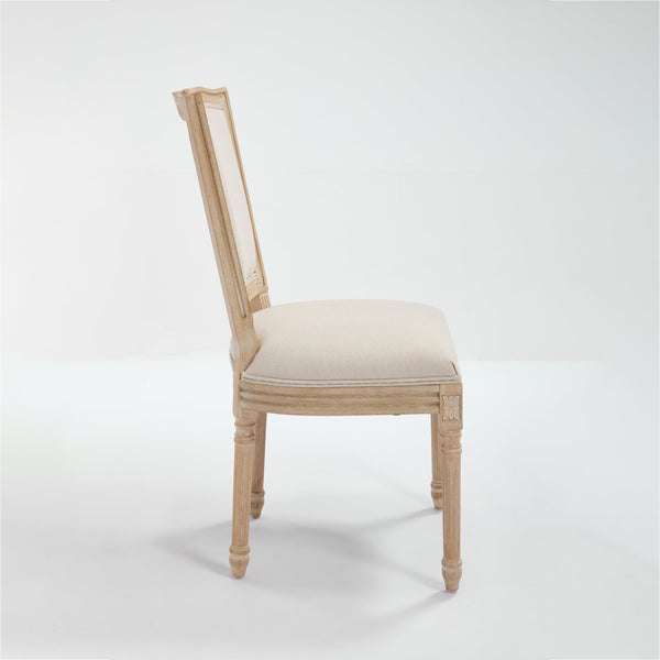 English Elm French Country Dining Chairs Set Of 2 - Upholstered T-Back Design For Elegant Dining & Living Spaces W3426P324548