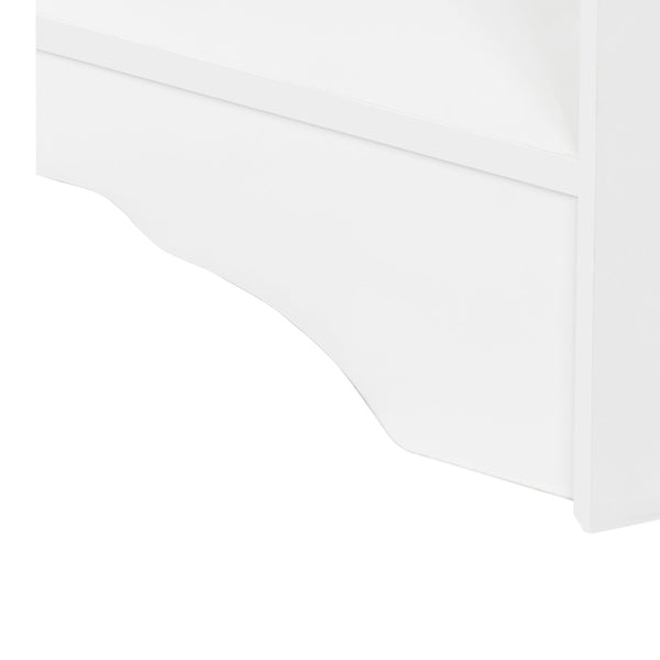 English Elm Minimalist White Corner Hall Tree with Bench Shoe Storage and Four Entryway Hooks N721P401788K