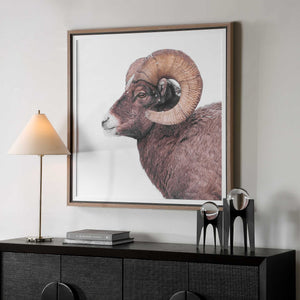 Uttermost Bighorn Sheep Wall Art Walnut Framed Print for Lodge or Rustic Living