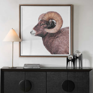 Uttermost Bighorn Sheep Wall Art Walnut Framed Print for Lodge or Rustic Living