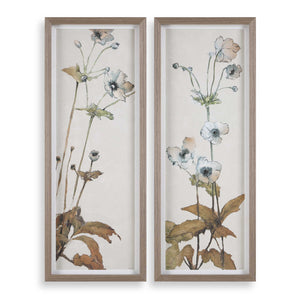 Uttermost Uttermost Botanical Watercolor Floral Wall Art Set of Two Oak Framed Prints 32547